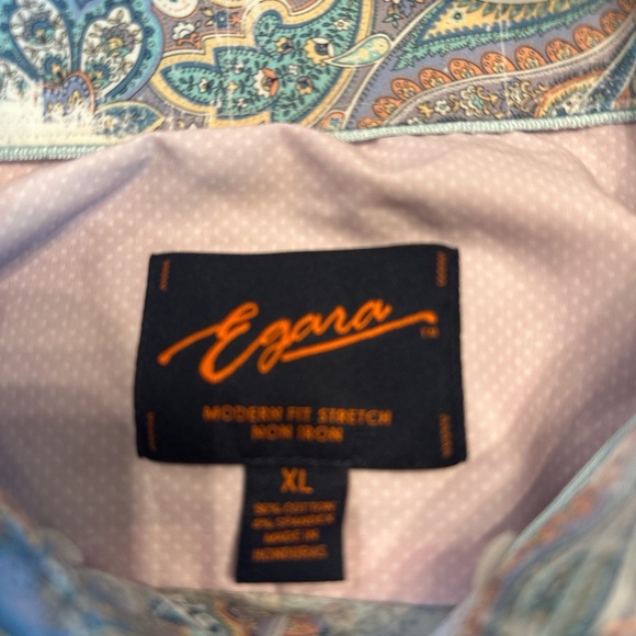 Egara Blue‎ and Brown Paisley Dress Shirt - Picture 4 of 4